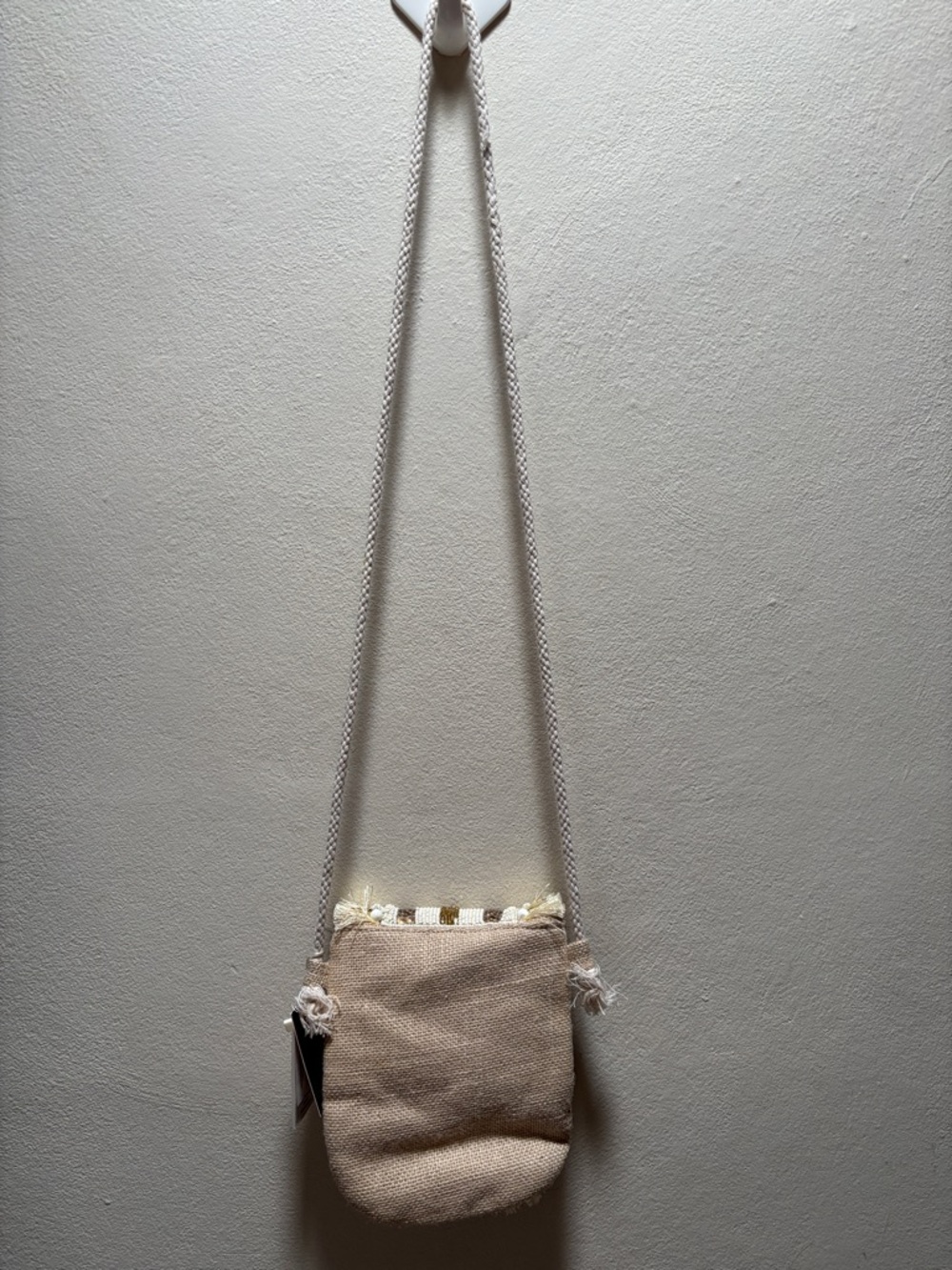 Antik Kraft Boho Fringe Crossbody Bag in Cream and Brown - Picture 3 of 9